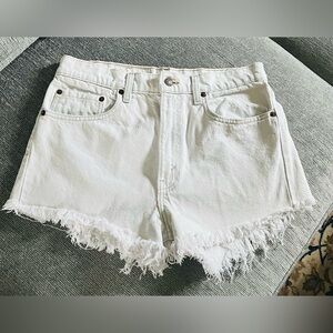 Levi's 505 white cut off denim shorts